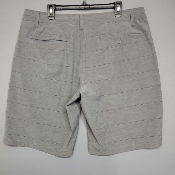 Hang Ten Casual Shorts Mens 38 Gray Striped Lightweight Drawstring 11" Inseam - Picture 12 of 14